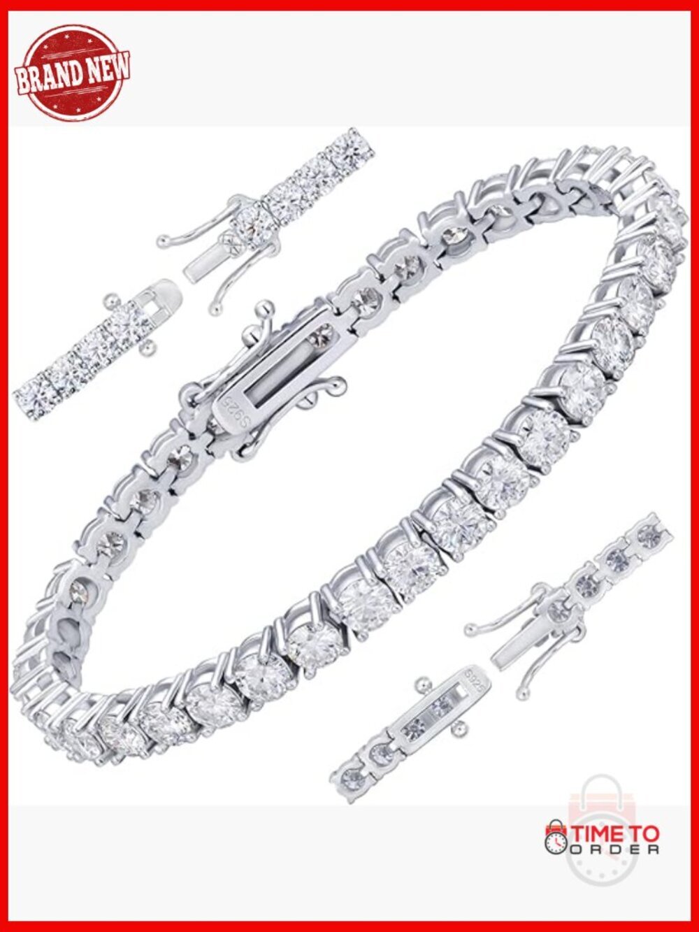 Sterling Silver Moissanite Tennis Bracelet 7 Inch D Color VVS1 Round Cut